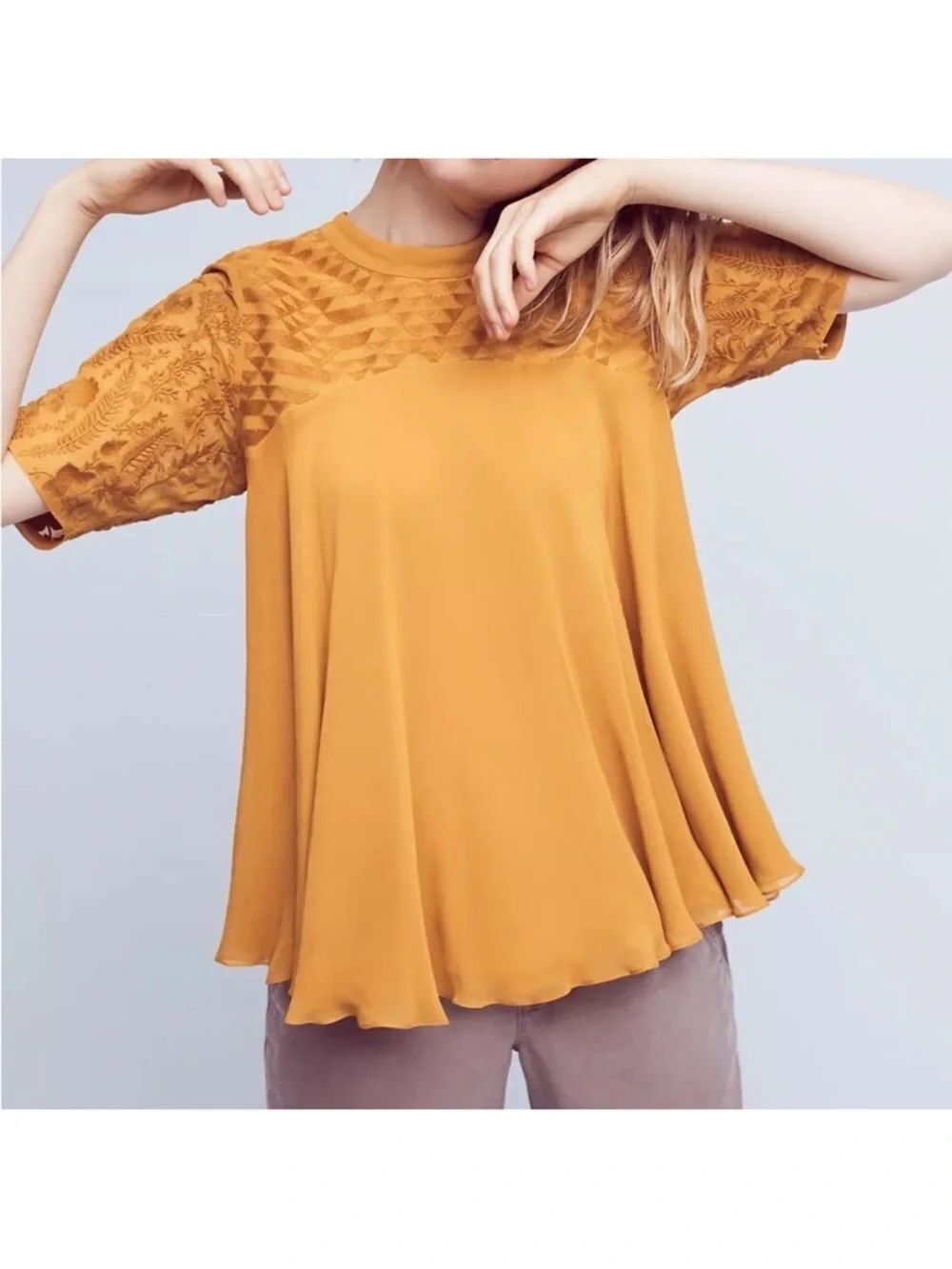 Anthropologie Varun & Nidhika Geolace Swing Top L